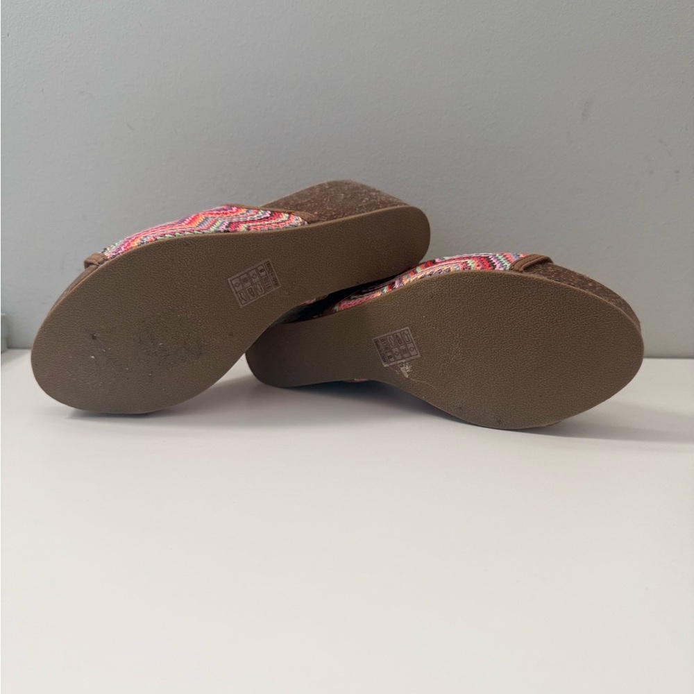 Blowfish Malibu Wedge Sandals 7.5 Multicolor Chevron Slide Cork Platform - Picture 5 of 5